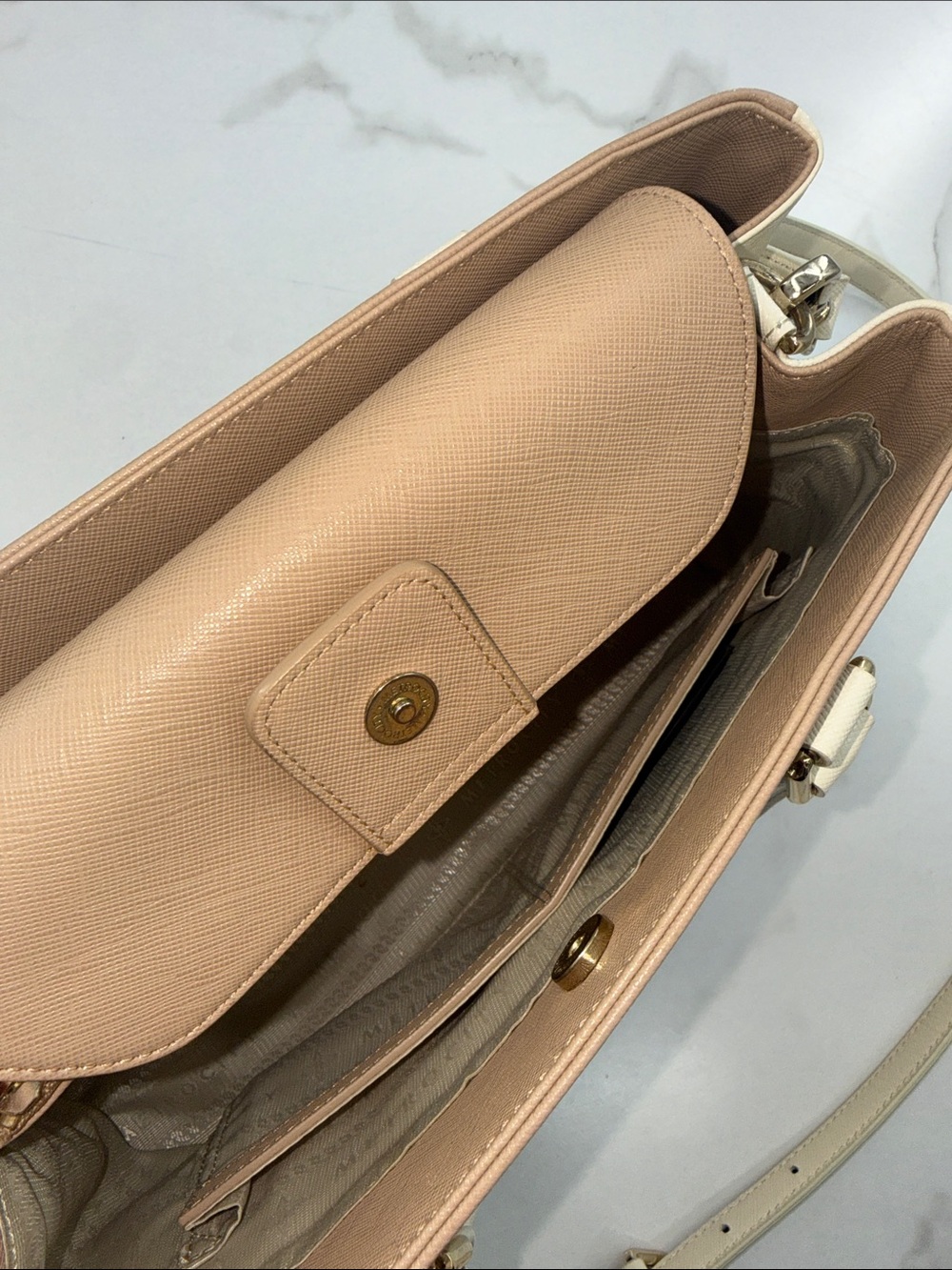 Metro city Structured Blush Satchel with Cream Trim and Tassel Accent - Picture 9 of 15